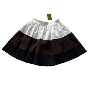NWT Kate Spade Colorblock A Line Full Skirt Black, Brown & White Women Size 0